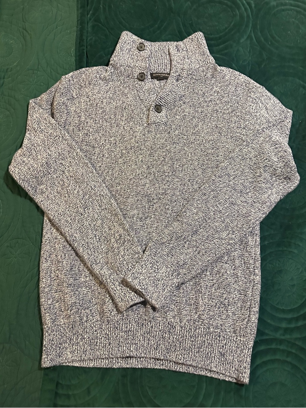 Banana Republic Marled Knit Button Mock Neck Pullover Sweater Small